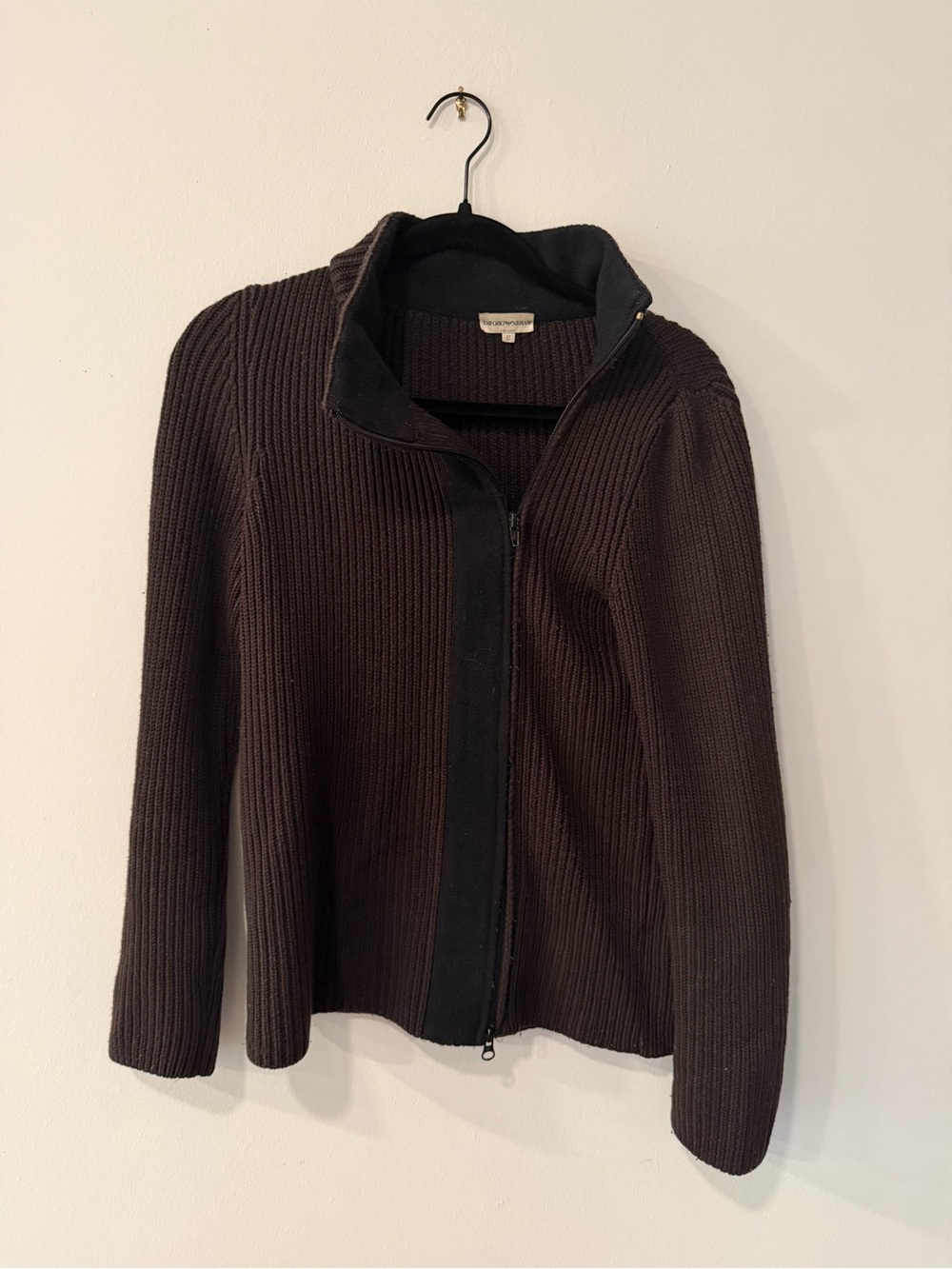 Emporio Armani Vintage Full Zip Ribbed Sweater